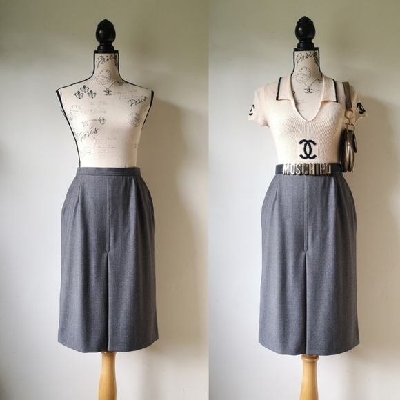 Vintage Dresses & Skirts - Vintage wool Dino Valiano front slit pencil skirt